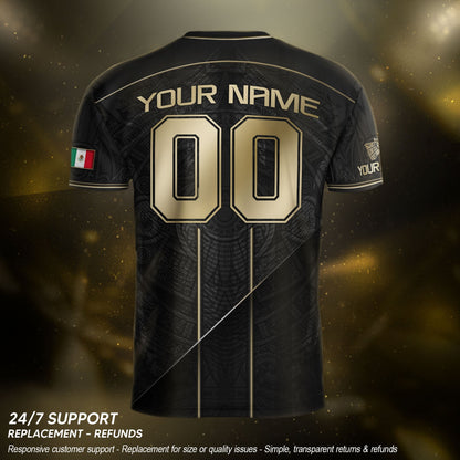 Black Mexico Soccer Jersey Custom Name Number Aztec Warrior Shirt