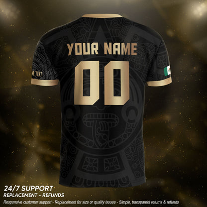 Mexico Soccer Jersey Black Gold Aztec Eagle Heritage Custom Mexican Football Shirt