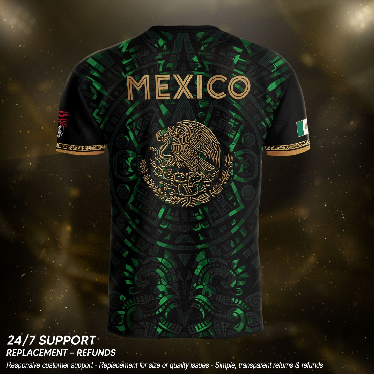 Playera de Mexico para Hombre – Mexican Soccer Jersey in Black Green, Mexico Shirt