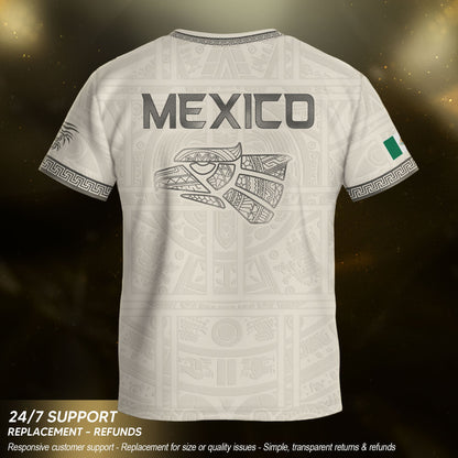 Mexico Kids Soccer Jersey Aztec Art White Youth Football Shirt Toddler Training Kit