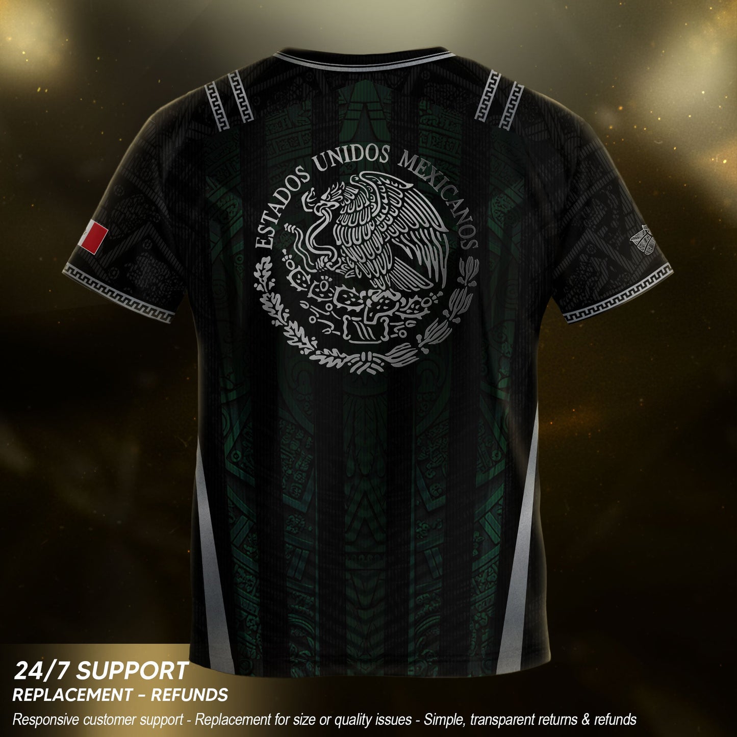 Mexico Soccer Jersey Black Green National Coat of Arms Heritage Football Shirt Set