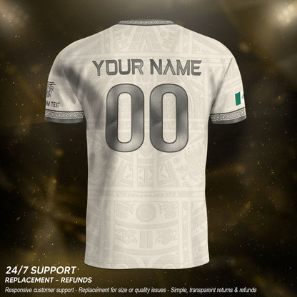 Custom Mexico Soccer Jersey Sand Aztec Calendar Culture Men Mexican Football Shirt