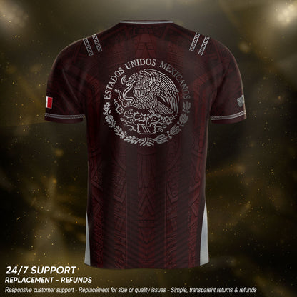 Mexico Soccer Jersey Men Maroon Silver Eagle Football Shirt Retro Fan Apparel