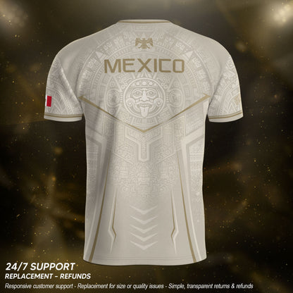 Mexico Soccer Jersey Aztec Eagle Heritage Football Men Shirt Mexico Fan Tee Beige