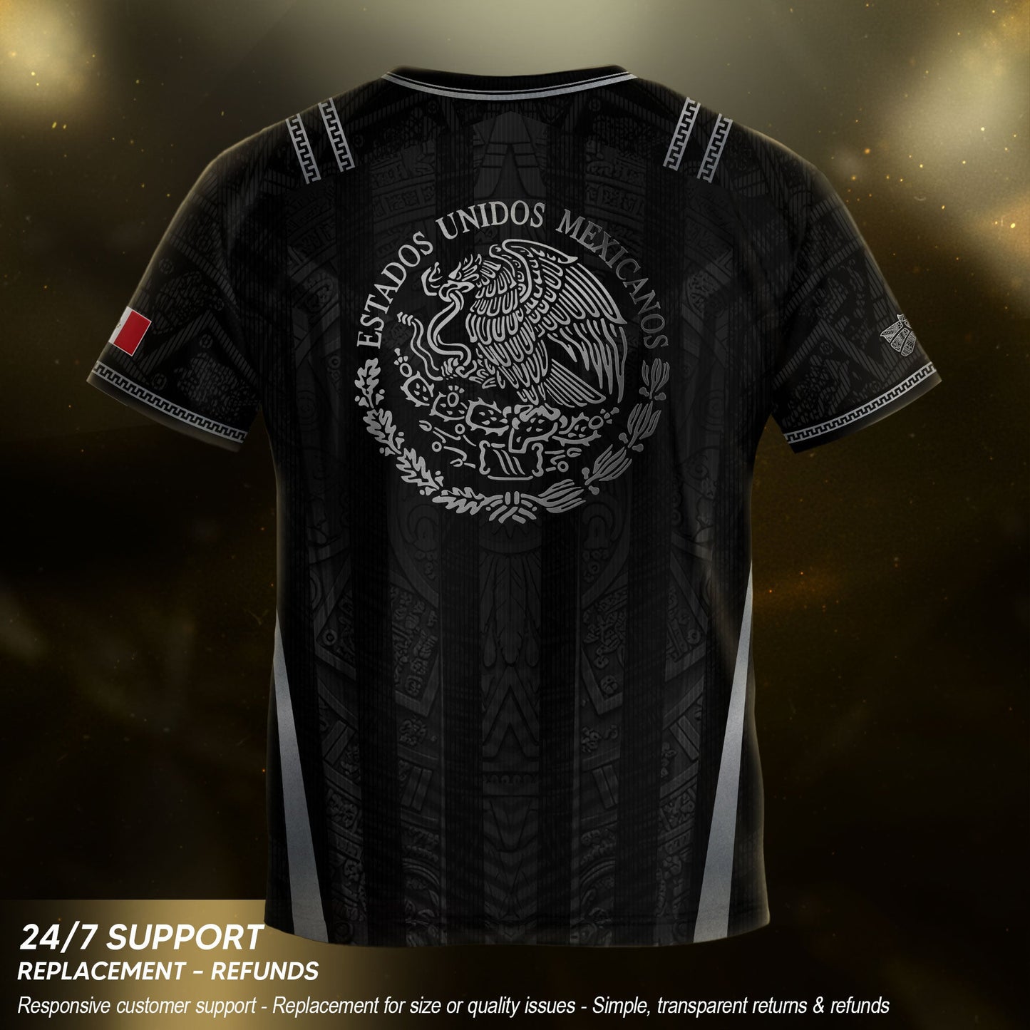 Black Mexico Soccer Jersey Youth Tribal Eagle Football Shirt Premium Sports Top