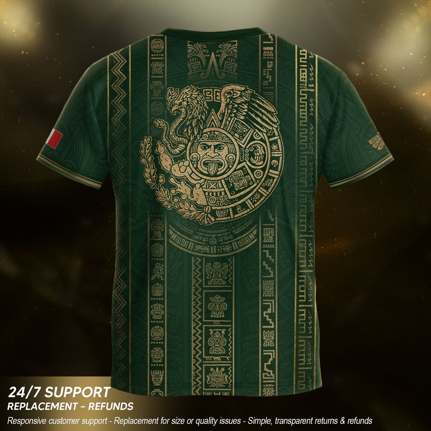 Mexico Soccer Jersey Youth Green Gold Tribal Football Shirt Premium Fan Apparel