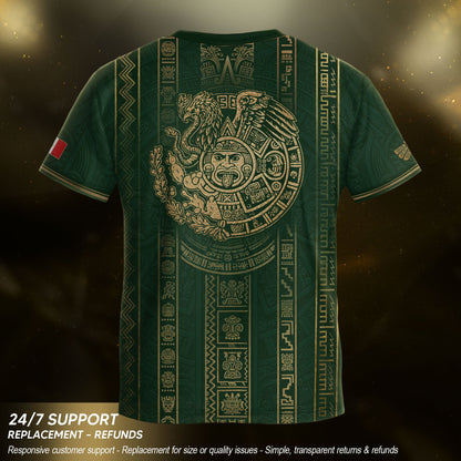 Mexico Soccer Jersey Youth Green Gold Tribal Football Shirt Premium Fan Apparel