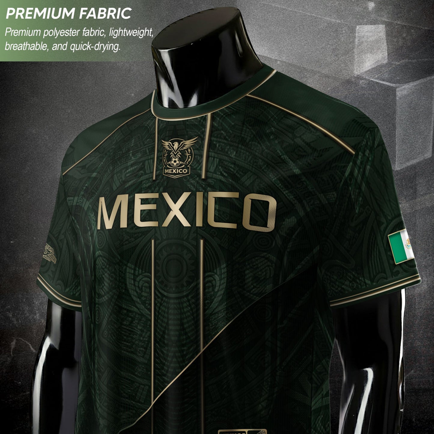Mexico Green Gold Aztec Eagle Heritage Estados Unidos Mexicanos Soccer Jersey Football