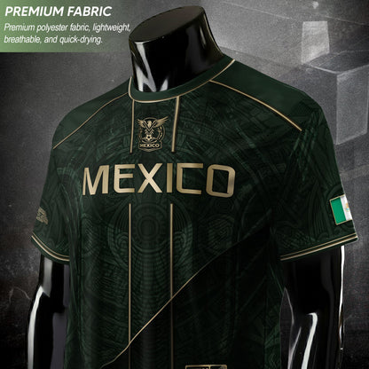 Mexico Green Gold Aztec Eagle Heritage Estados Unidos Mexicanos Soccer Jersey Football
