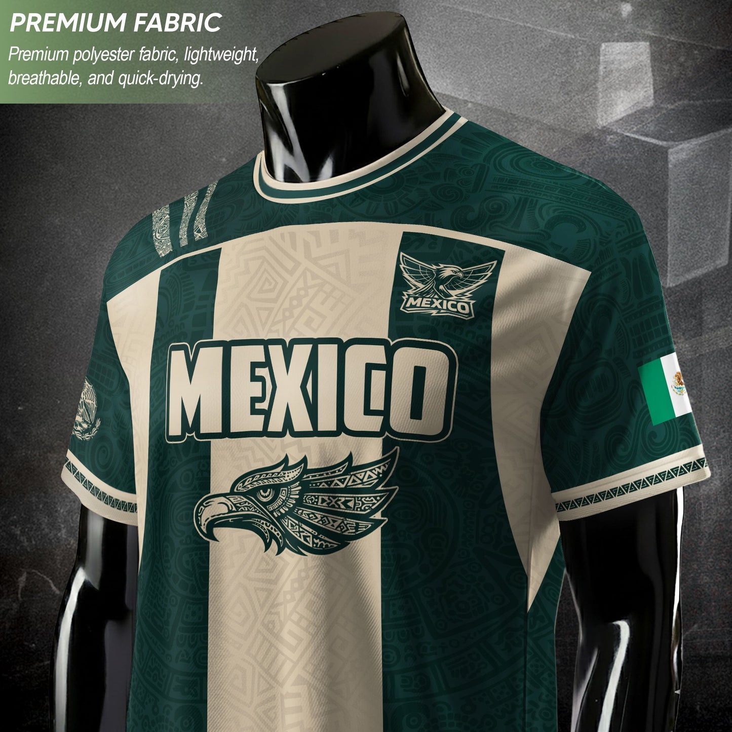 Mexico Green Beige Eagle Heritage Estados Unidos Mexicanos National Soccer Jersey