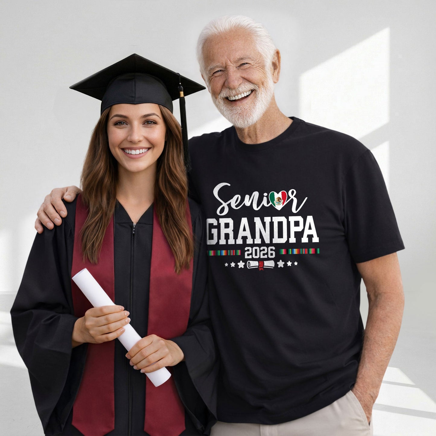 Senior Family 2026 Mexico Flag Heart Shirt - Proud Mexican Serape Graduation Tee