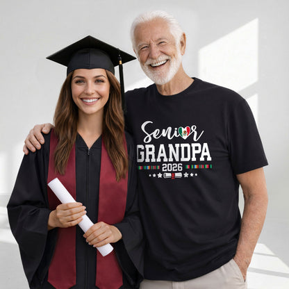 Senior Family 2026 Mexico Flag Heart Shirt - Proud Mexican Serape Graduation Tee