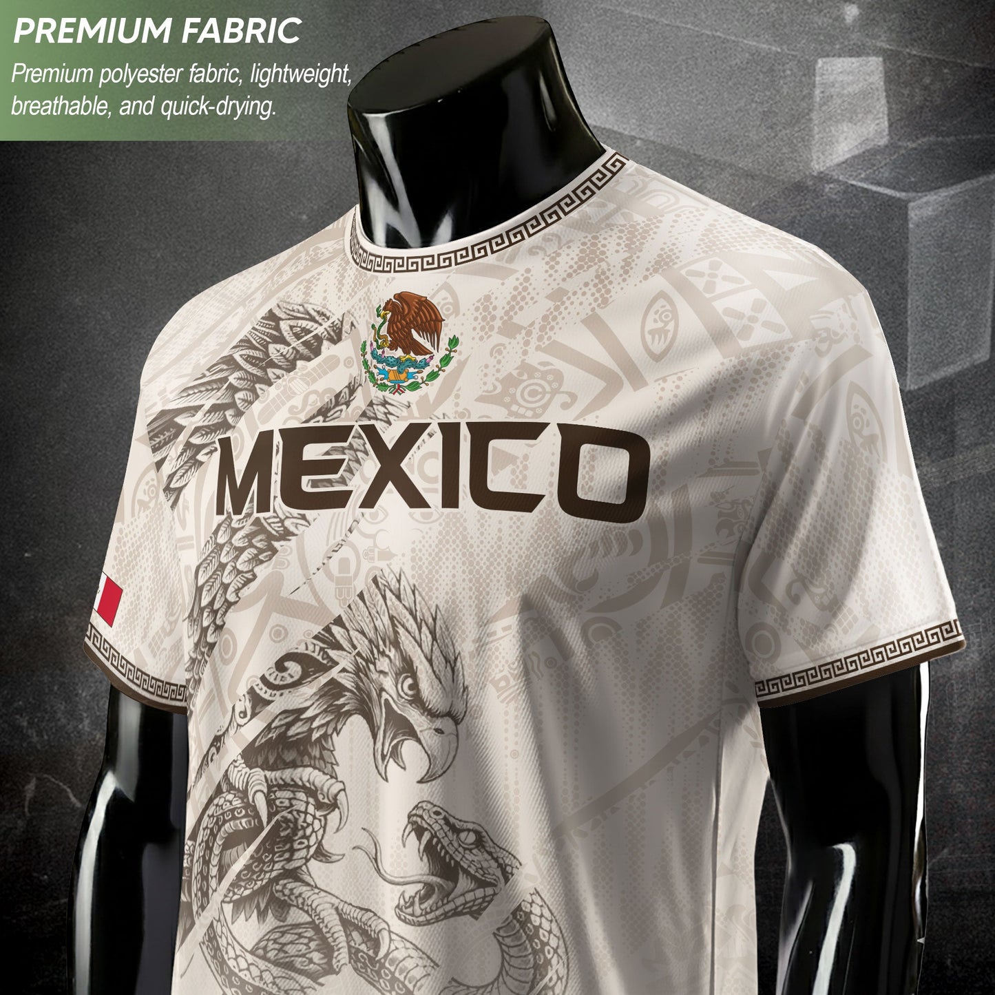 Mexico Soccer Jersey White Aztec Eagle & Snake - Premium National Team Football Shirt