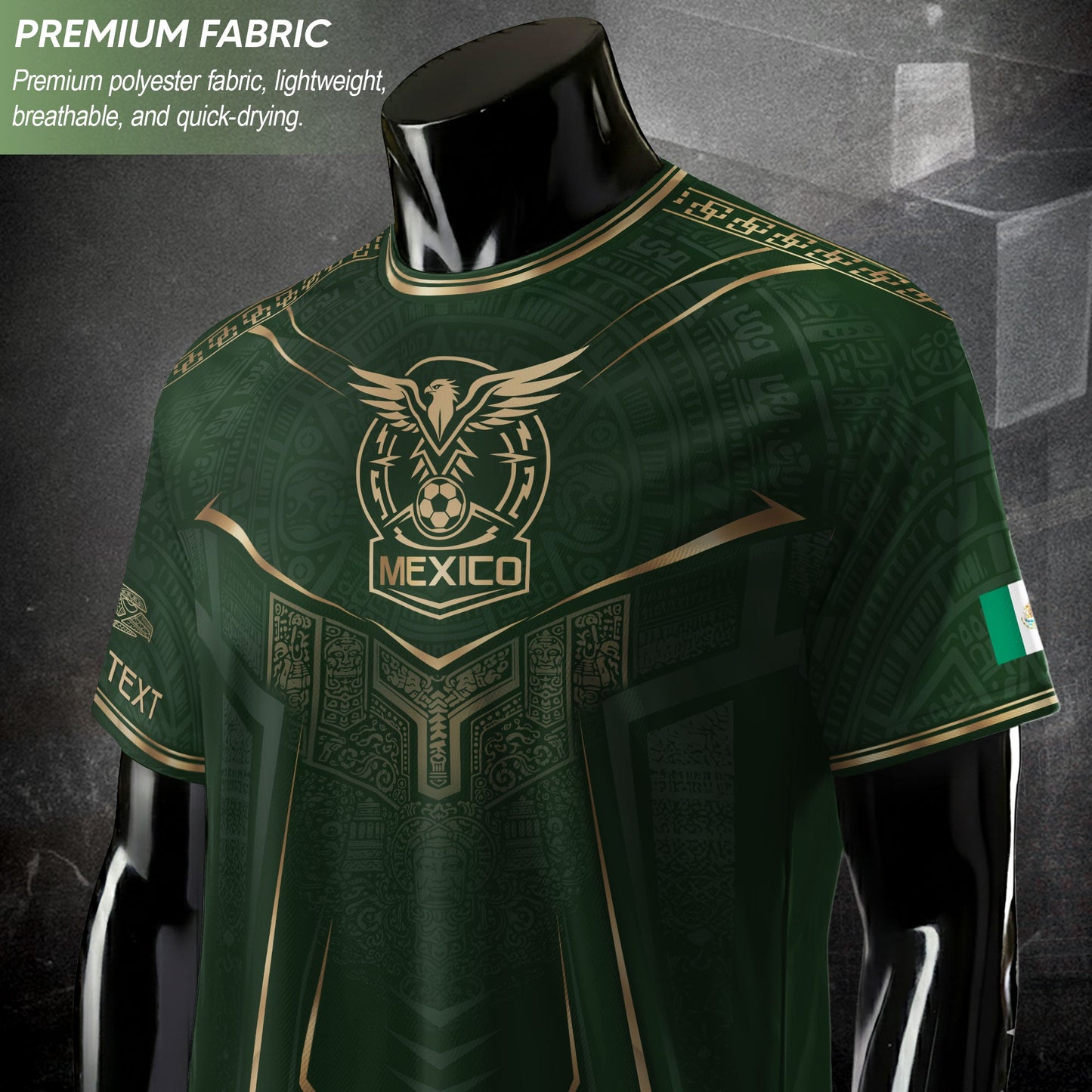 Custom Green Mexico Soccer Jersey Aztec Eagle Emerald Green Football Shirt