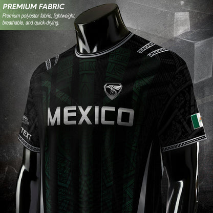 Black Mexico Soccer Jersey Custom Name Number Aztec Warrior Spirit Football Shirt