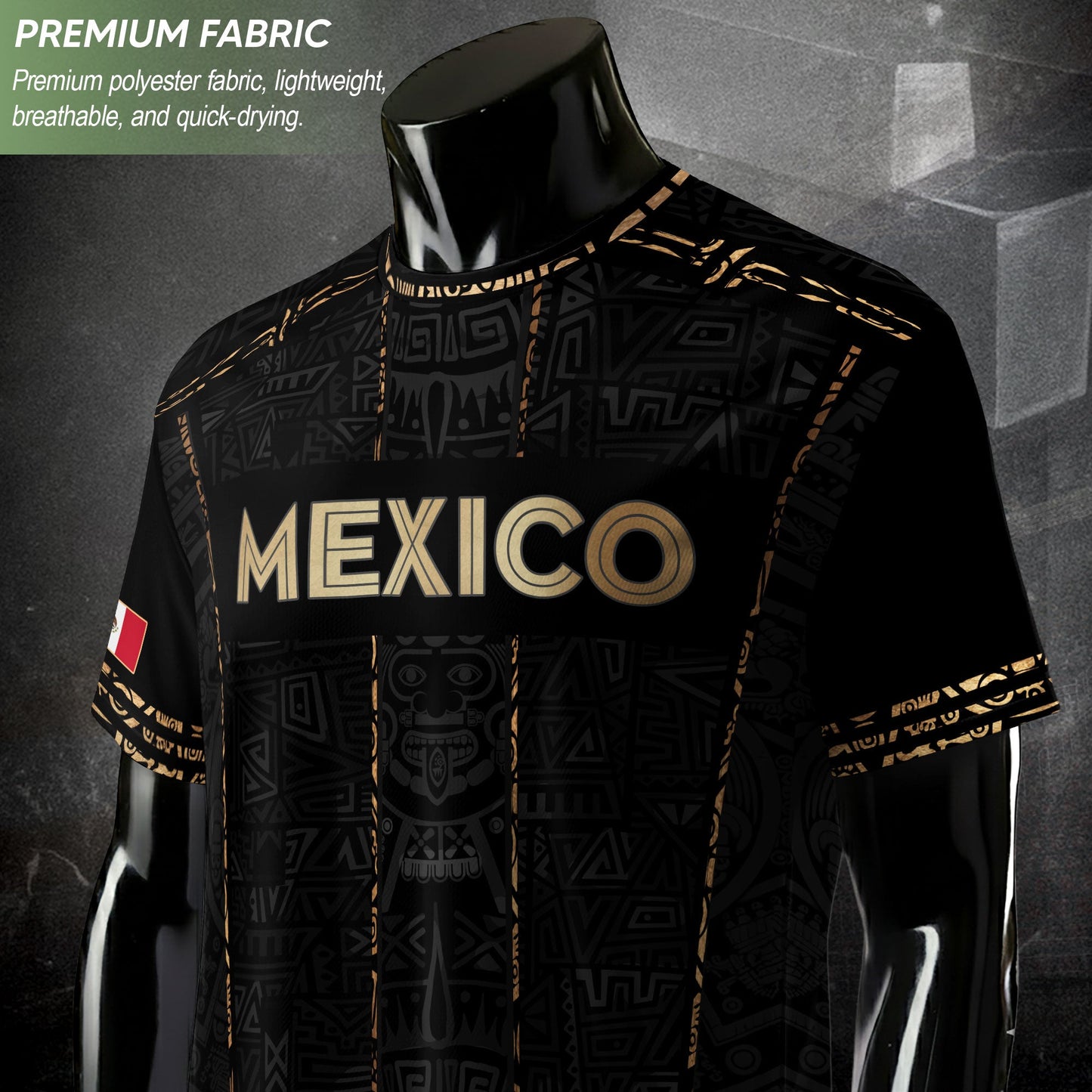 Mexico Soccer Jersey Black Design, Aztec Style Football Shirt for Fans
