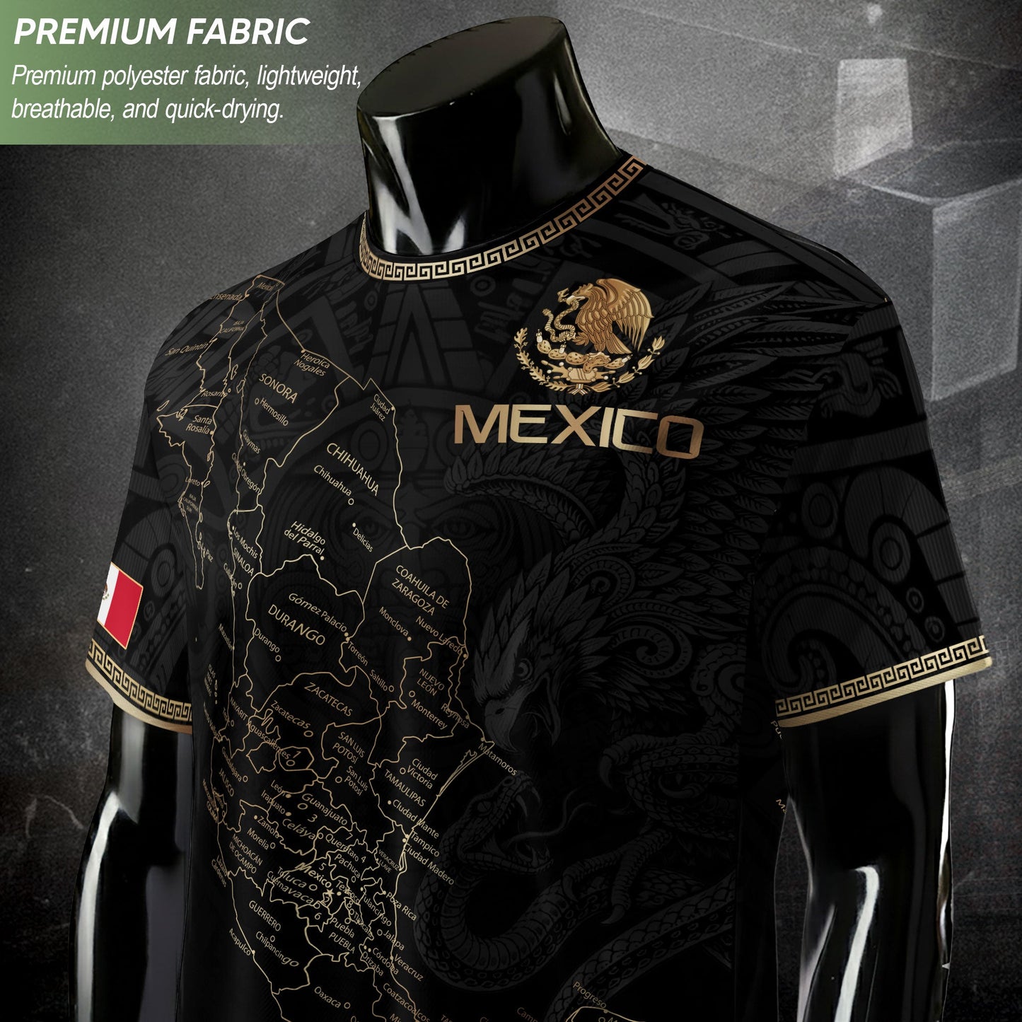 Mexico Soccer Jersey Black Mexico Map - Mexico National Team Fan Football