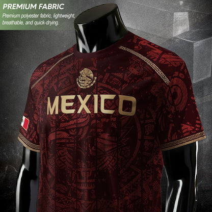 Mexico Football Shirt Maroon Heritage - Aztec Eagle Crest Fan Jersey National Pride