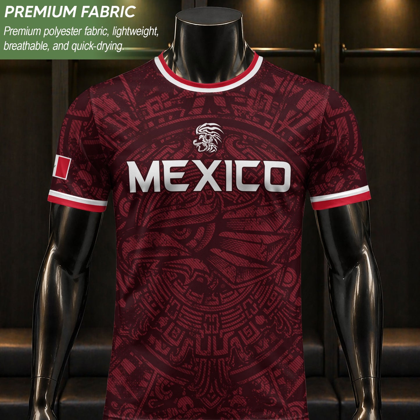 Men's Burgundy Mexico Aztec Eagle Graphic T-Shirt – Tribal Heritage Mexico Print Tee