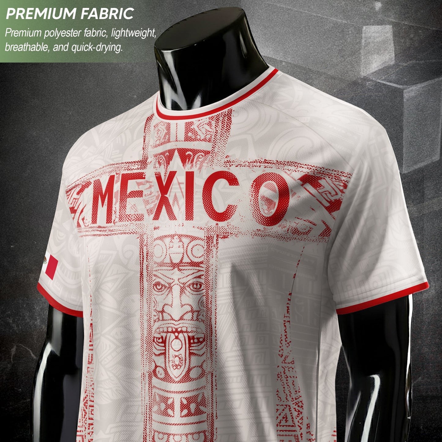 Mexico Soccer Jersey White Aztec Totem Heritage - Mexico Fan Football Design Men Shirt