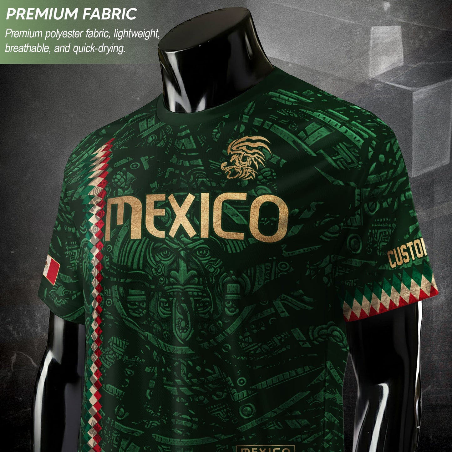 Custom Mexico Soccer Jersey Men Women Green Gold Mexican Football Jersey Playera De Mexico Jersey De Mexico