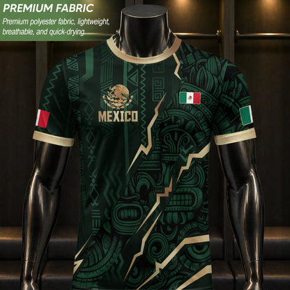 Mexico Soccer Jersey Aztec Eagle Heritage Green Gold Mexican Football Shirt
