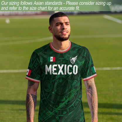 Mexico Green Aztec Calendar National Emblem Soccer Jersey