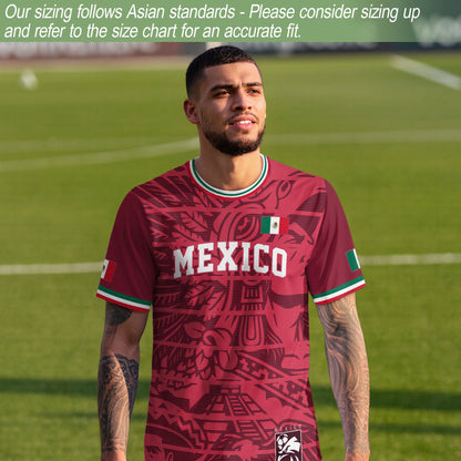 Mexico Red Aztec Heritage Eagle Soccer Jersey