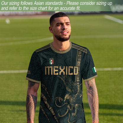 Test - Mexico Soccer Jersey Dark Green Aztec Eagle and Warrior Claw Design (Copy)