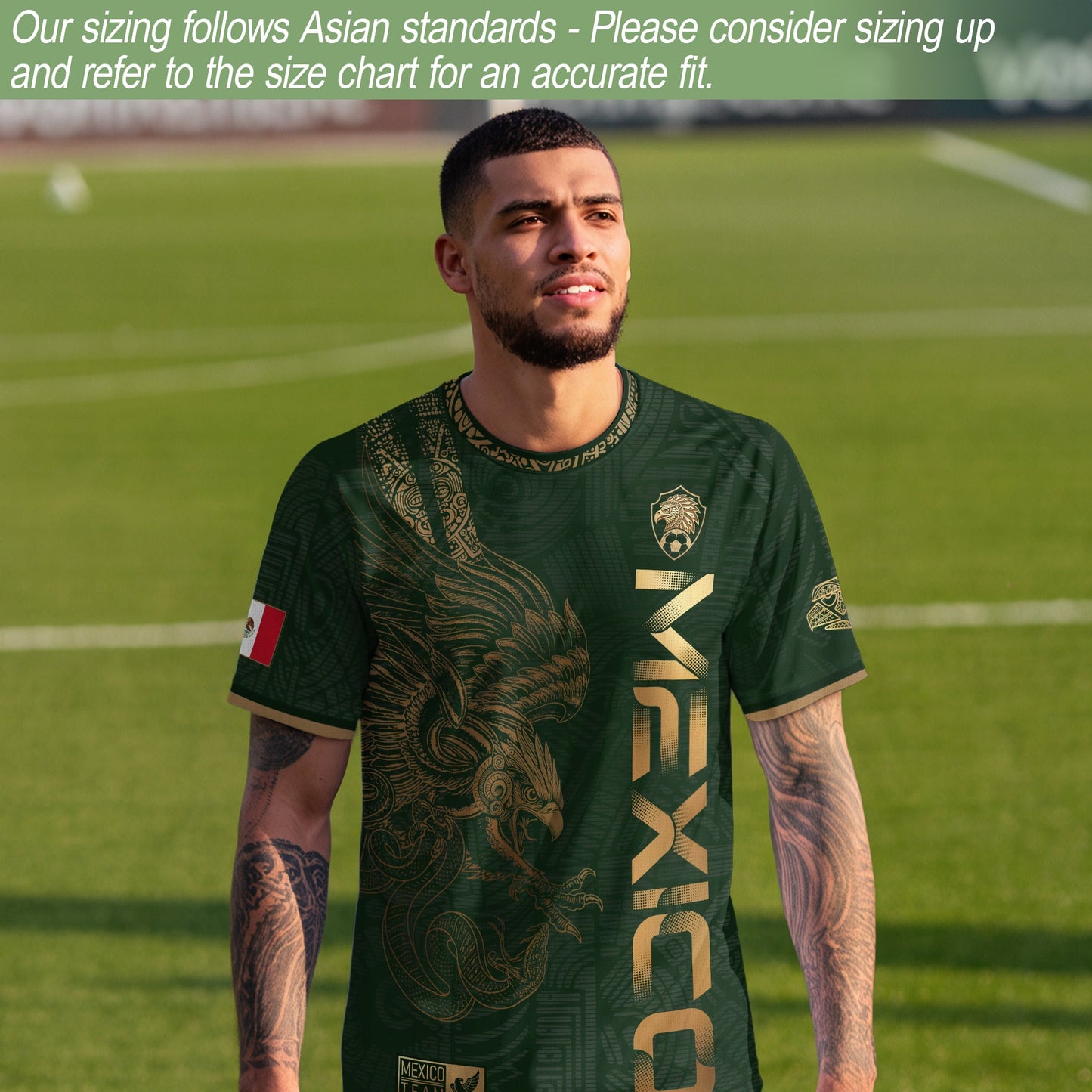 Mexico Green Gold Eagle Aztec Heritage Soccer Jersey Bundle