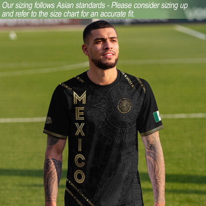 Mexico Black Gold Aztec Pyramid Heritage Soccer Jersey