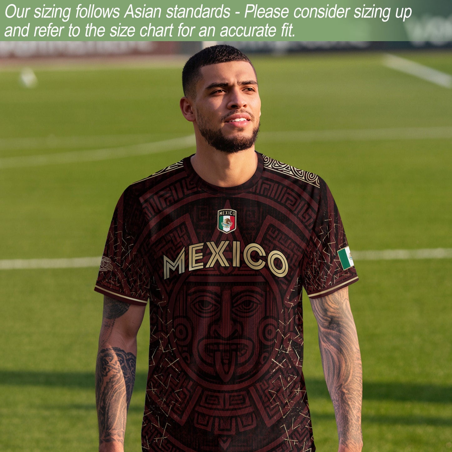 Mexico Burgundy Aztec Sun God Heritage Soccer Jersey
