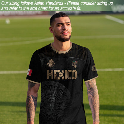 Mexico Black Gold Aztec Calendar Heritage Soccer Jersey