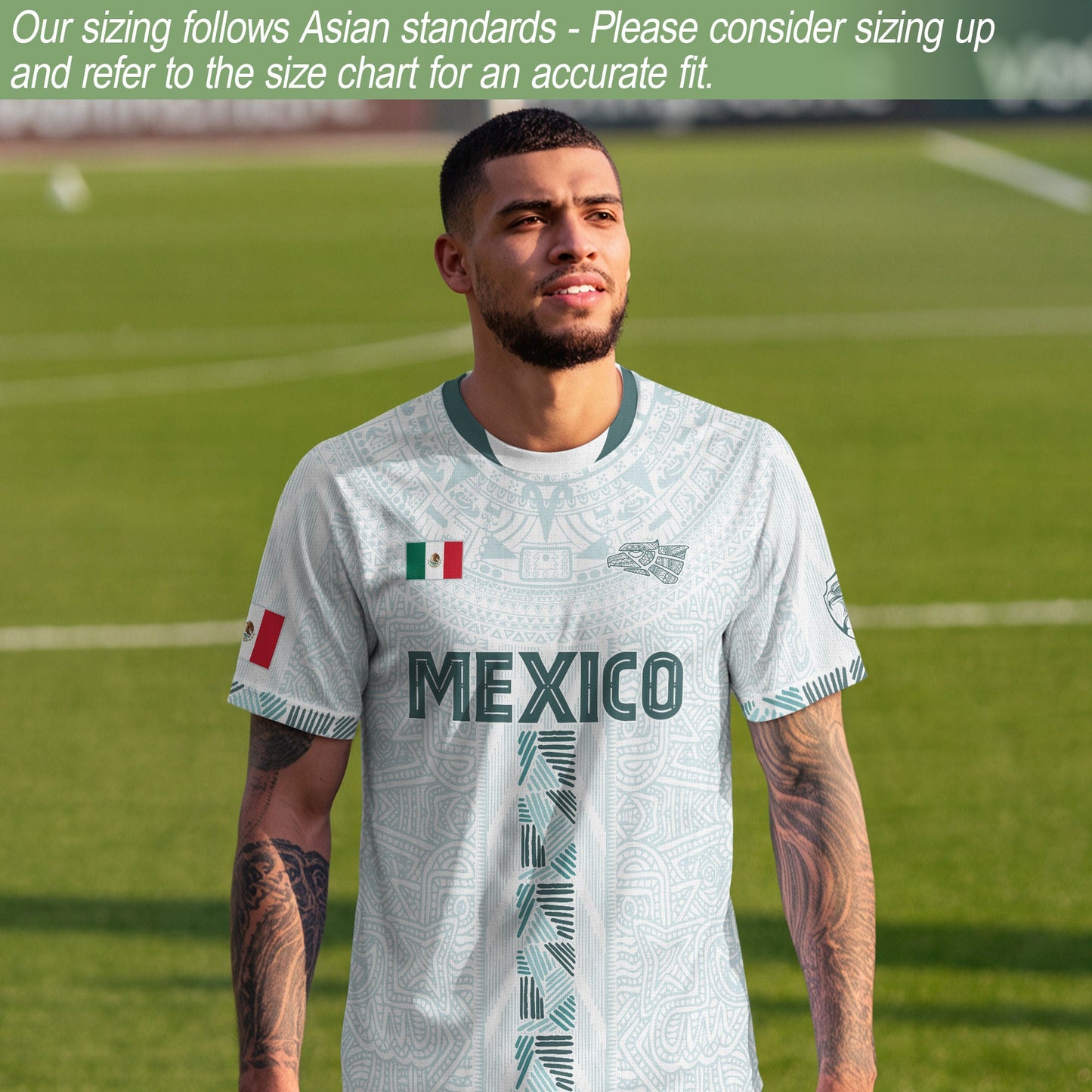 Mexico White Green Aztec Calendar Heritage Soccer Jersey