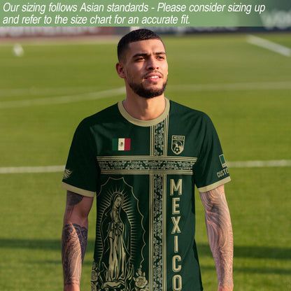 Custom Mexico Jersey Green Gold Our Lady of Guadalupe Design