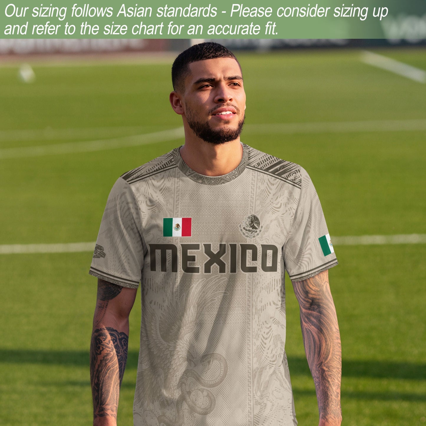 Mexico Soccer Jersey Beige Aztec Eagle Heritage Design