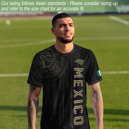 Mexico Black Gold Aztec Mayan Calendar Eagle Heritage National Soccer Jersey
