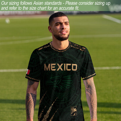 Mexico Green Gold Eagle National Seal Heritage Mens Football Soccer Jersey
