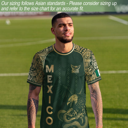Mexico Heritage Green Gold Eagle Fighting Snake Mythological Soccer Jersey