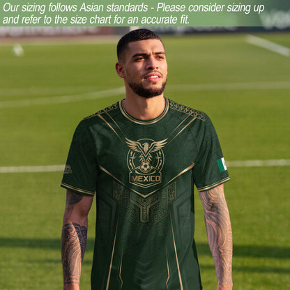 Mexico Soccer Jersey Green Aztec Sun Stone Edition - Mexico Fan Heritage Style Shirt