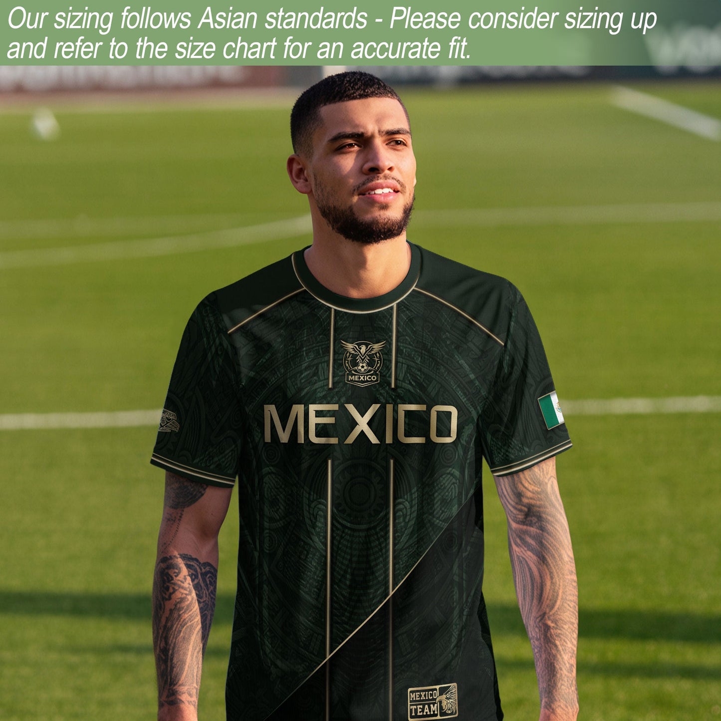 Mexico Green Gold Aztec Eagle Heritage Estados Unidos Mexicanos Soccer Jersey Football