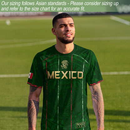 Mexico Soccer Jersey Green Aztec Heritage Pride - Estados Unidos Mexicanos Football Shirt