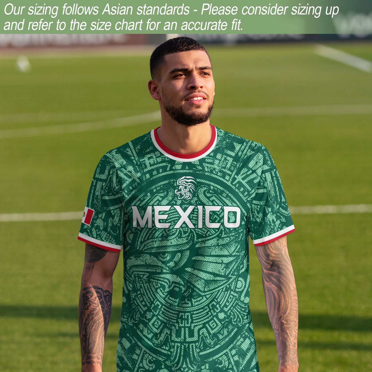 Represent Mexico Soccer Jersey Aztec Eagle Print - Ancient Eagle Heritage Football Shirt Men Gift