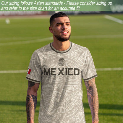 Mexico Soccer Jersey Beige Aztec Eagle - Modern Heritage Football Fan Tee