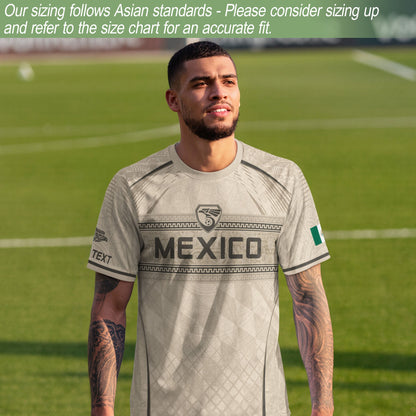 Personalized Beige Mexico Soccer Jersey Aztec Tribal Cream Sport Shirt