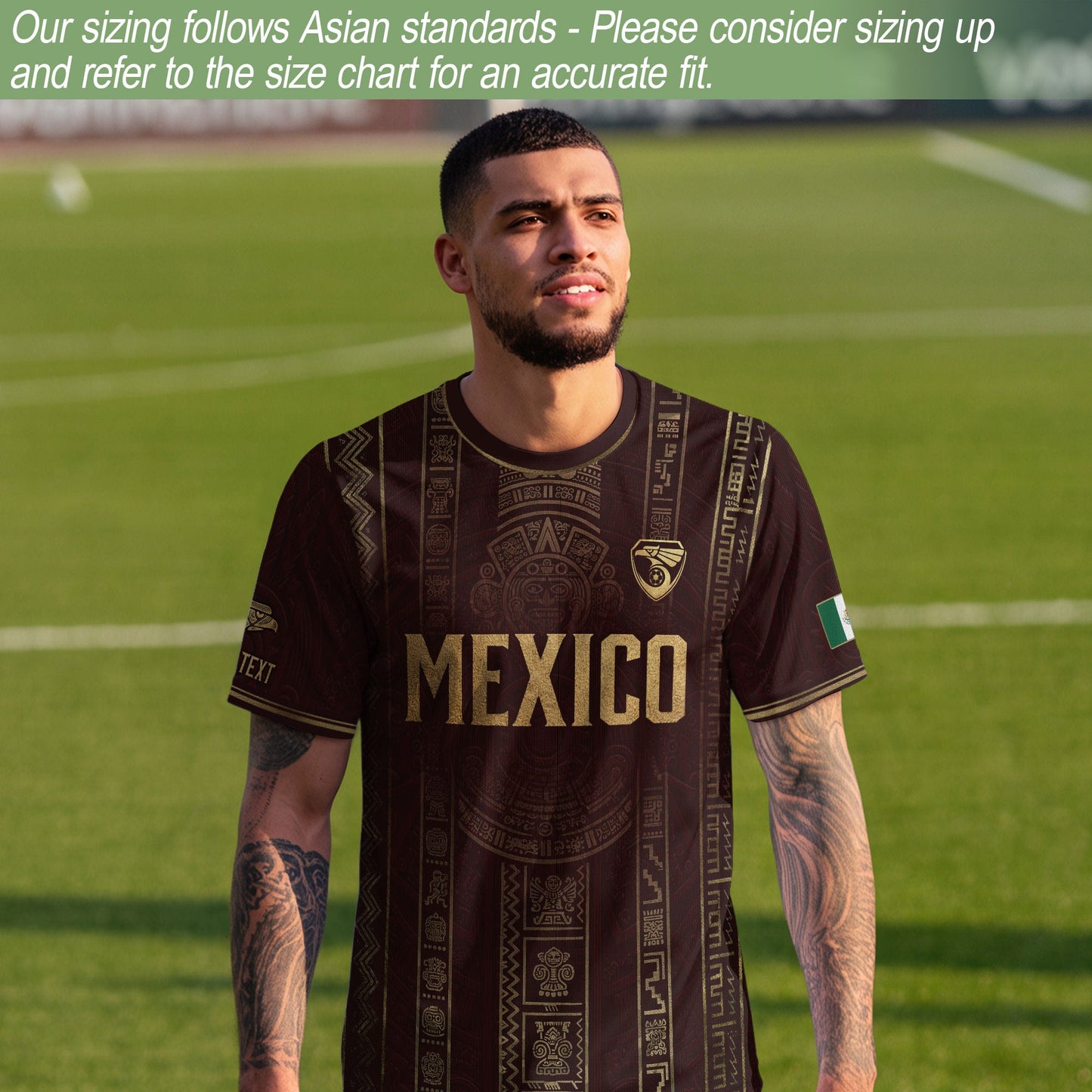 Mexico Soccer Jersey Custom Name Number Aztec Calendar Maroon Shirt