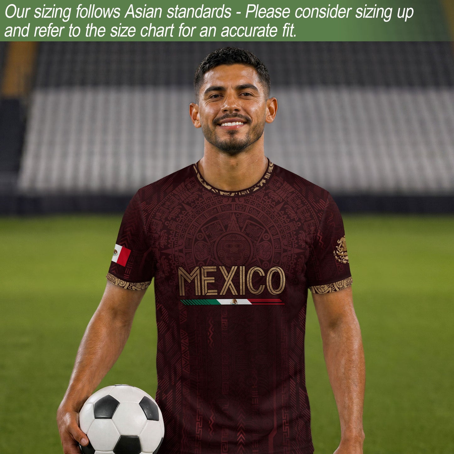 Mexico Football Jersey Maroon Aztec Calendar Soccer Shirt for Mexico Fans