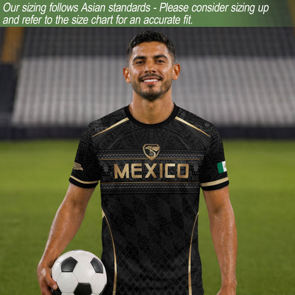 Mexico Soccer Jersey Men Black Gold Aztec Football Shirt Retro Fan Apparel