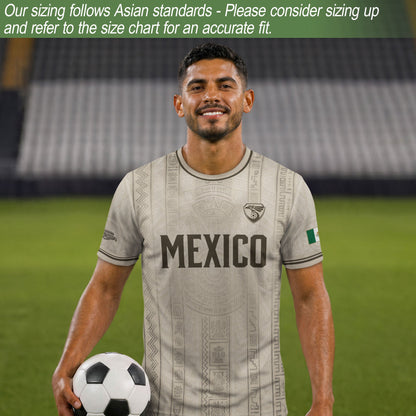 Mexico Soccer Jersey Men White Aztec Pattern Football Shirt Classic Fan Apparel