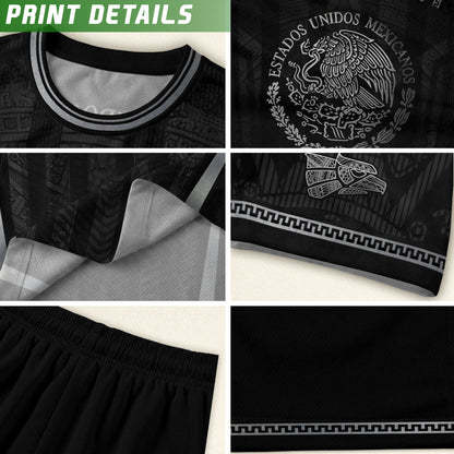 Black Mexico Soccer Jersey Youth Tribal Eagle Football Shirt Premium Sports Top